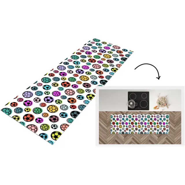 KitchenYeah Keukenloper - Loper keuken - Patronen - Voetbal - Sport - Keukenloper vinyl multicolor