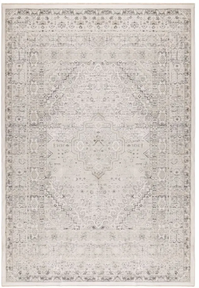 Muratap Vintage Vista Klassiek Laagpolig Vloerkleed Crème/Zilver- 160x230 CM Grijs