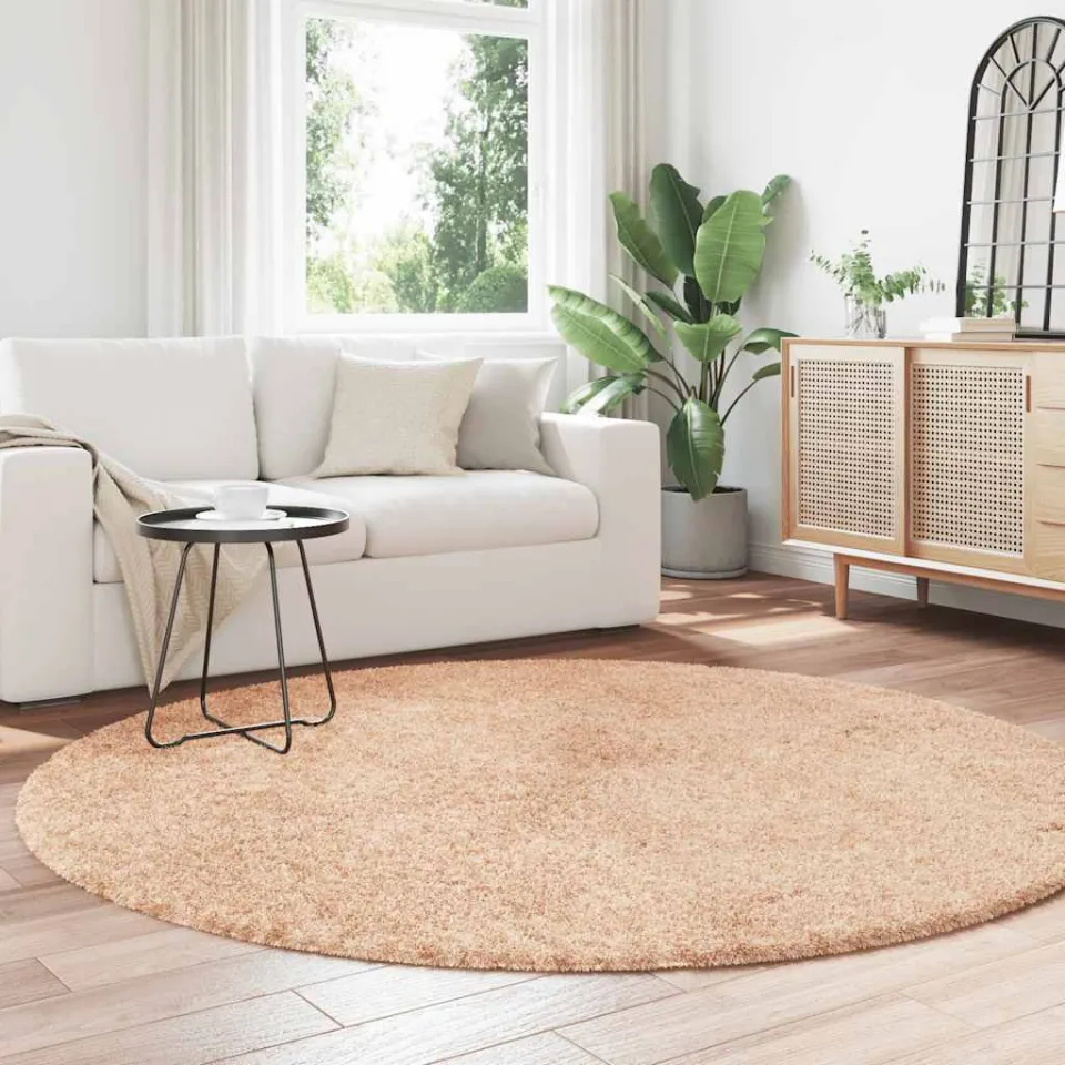 vidaXL Hoogpolig vloerkleed NAVARRA 200x200 cm polyester beige, foto 3
