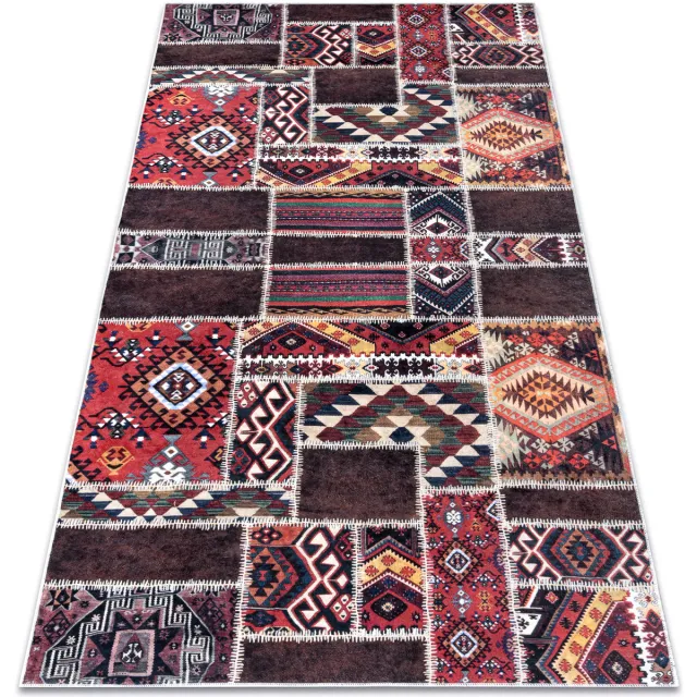 RUGSX Kleden Rugsx ANDRE 2305 tapijt wasbaar oosters patchwork antisl 160x220 cm Bruin