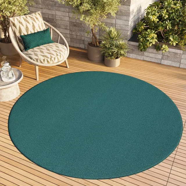 Tapiso Mono Rond Vloerkleed Donker Blauw Laagpolig Effen Tapijt