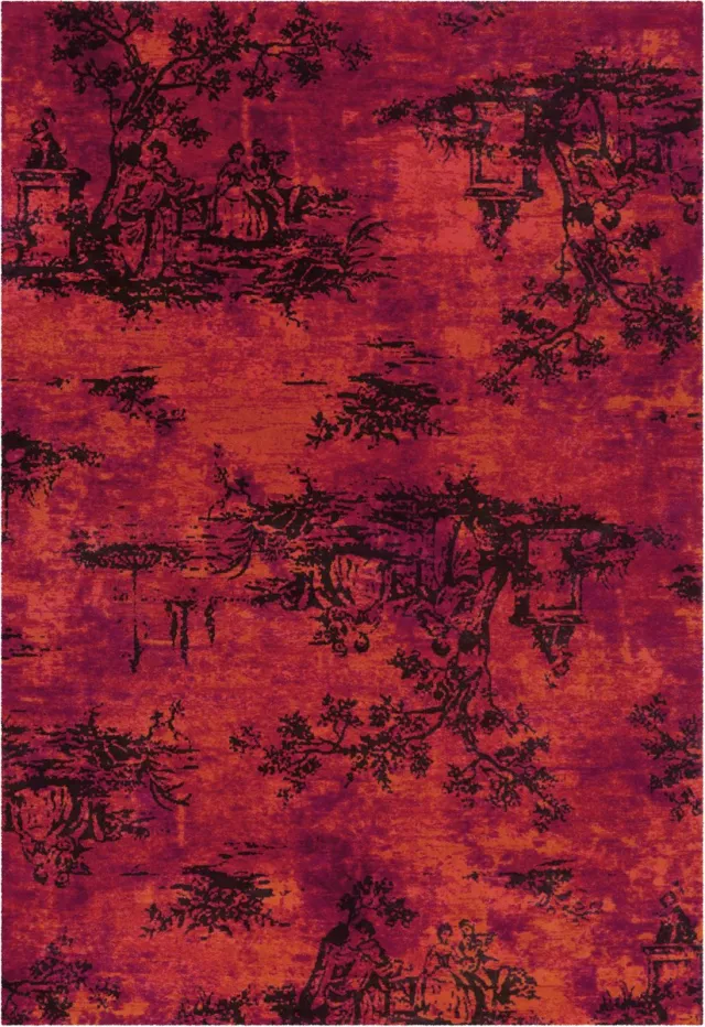 Padiro design laagpolig vloerkleed 170 x 240 cm - bordeaux - modern abstract ontwerp - voor vloerverwarming - van modacryl en katoen