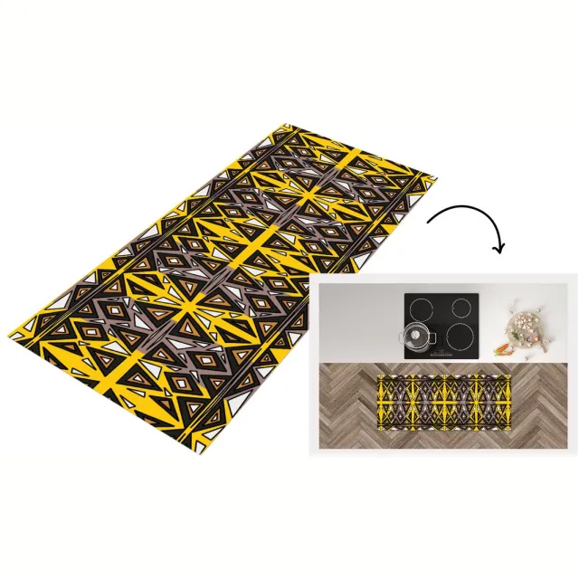 KitchenYeah Keukenloper - Loper keuken - Afrika - Geometrie - Patronen - 120x50 cm - Keukenloper vinyl Multicolor