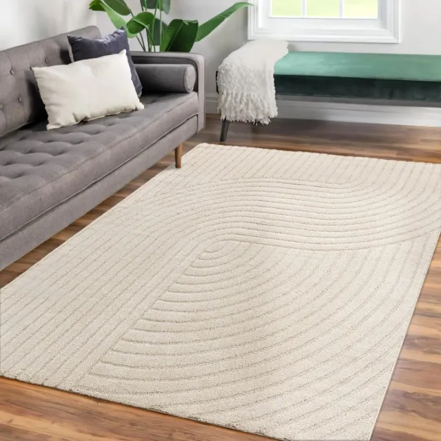 TT Home Woonkamertapijt eetkamer kortpolig Japandi Scandinavisch Boho Arches Soft Uni 120 x 160 cm Rond 120 x 160 cm Rond beige