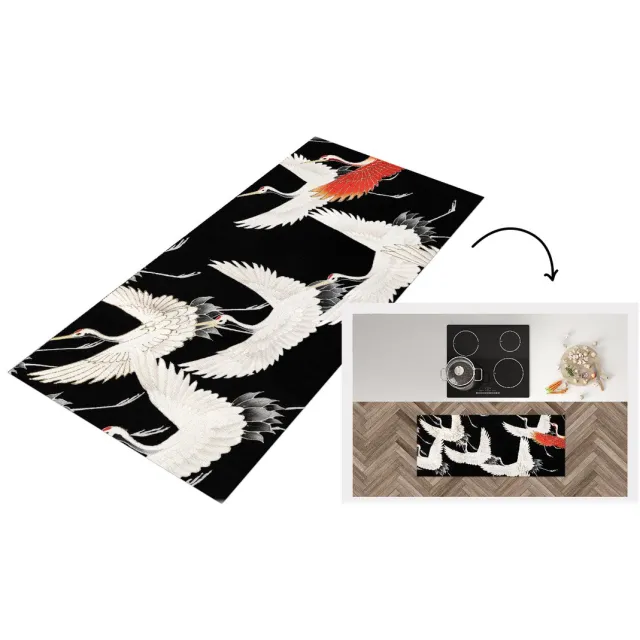 KitchenYeah Keukenloper - Loper keuken - Japan - Vintage - Kraanvogel - Keukenloper vinyl Multicolor