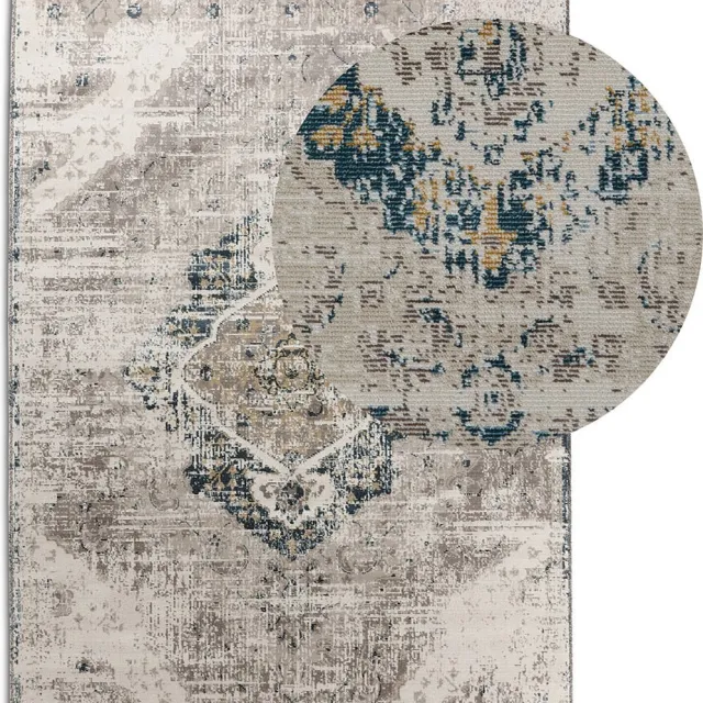 Lifa Living - Vloerkleed - Vintage - Beige/Donkerblauw - Poolhoogte: 5 mm - Oosters - 160 x 230 cm