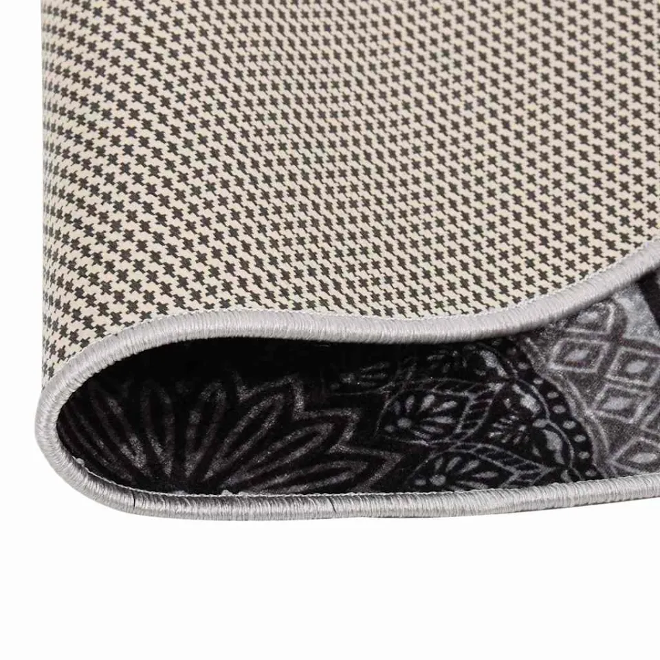 vidaXL Vloerkleed wasbaar anti-slip ø120 cm zwart en grijs, foto 2