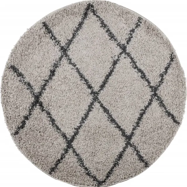 vidaXL Vloerkleed - PAMPLONA - shaggy - hoogpolig - Ø - 100 - cm - beige - antraciet beige en antracietkleurig