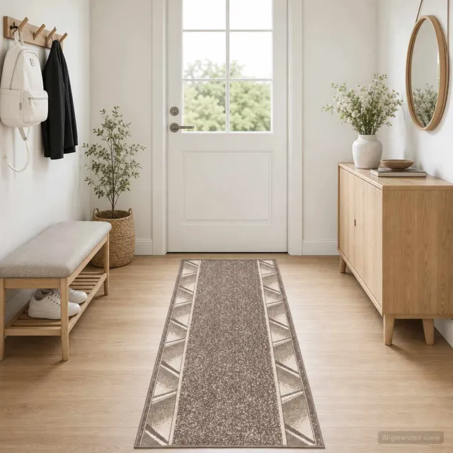 vidaXL Tapijtloper FLORNES Geweven Taupe Zigzag 100 x 250 cm PP 7 mm, foto 2