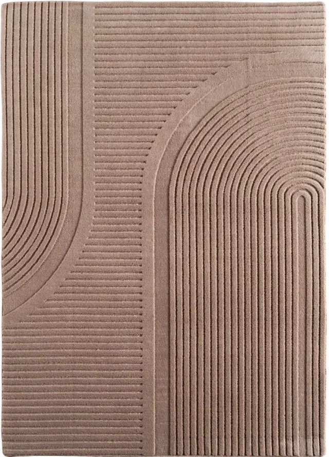 Muratap Japandi Vloerkleed Pompei - Hoogpolig - Scandinavisch Design - 3D-Effect - Beige- 80x250 CM