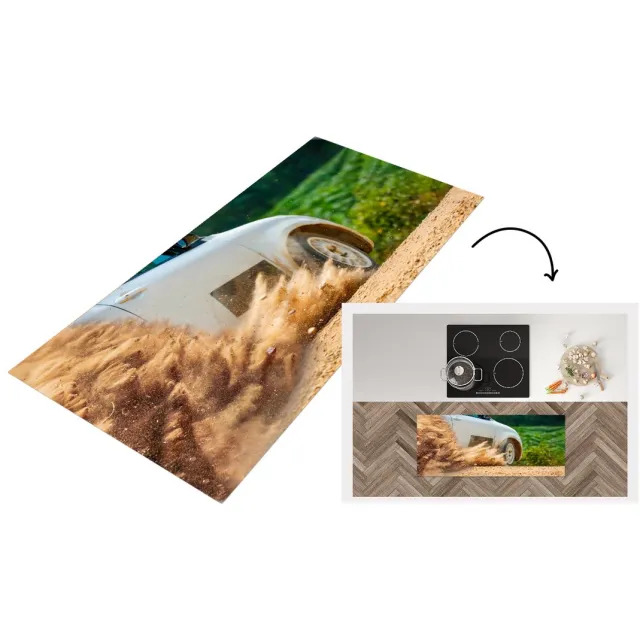 KitchenYeah Keukenloper - Loper keuken - Raceauto - Rally - Stof - Stenen - Keukenloper vinyl Multicolor