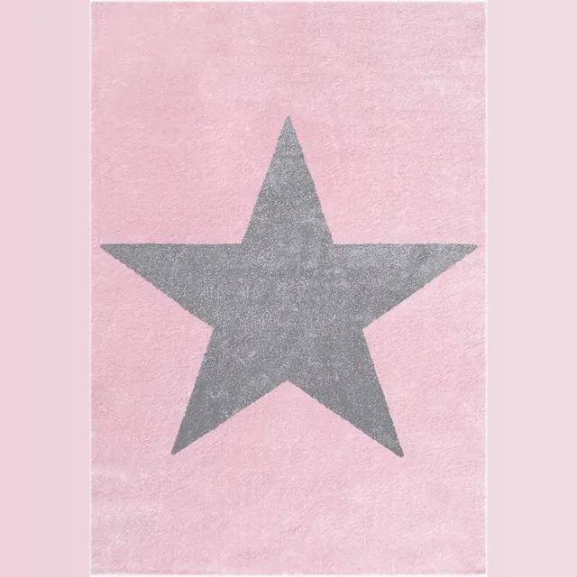 Livone Kindervloerkleed Happy Rugs Star - Roze-Grijs 120 cm x 180 cm