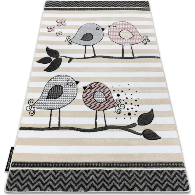 RUGSX Kleden Rugsx Tapijt PETIT BIRDS VOGELS crème 160x220 cm Beige