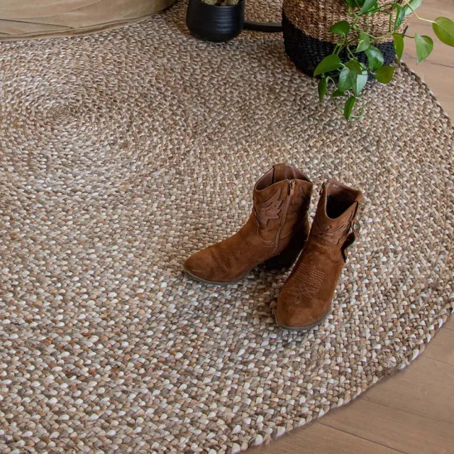 Boho&me Jute vloerkleed rond - Braided naturel/multi 120