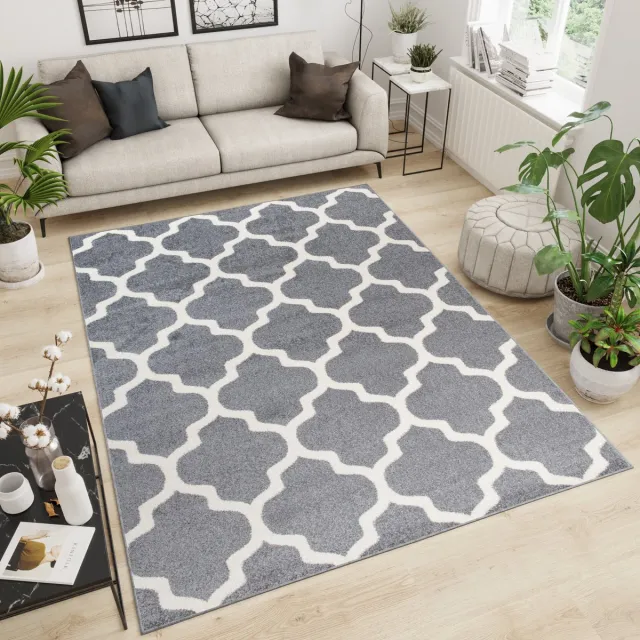Tapiso Maroko Vloerkleed Trellis Woonkamer Tapijten Grijs