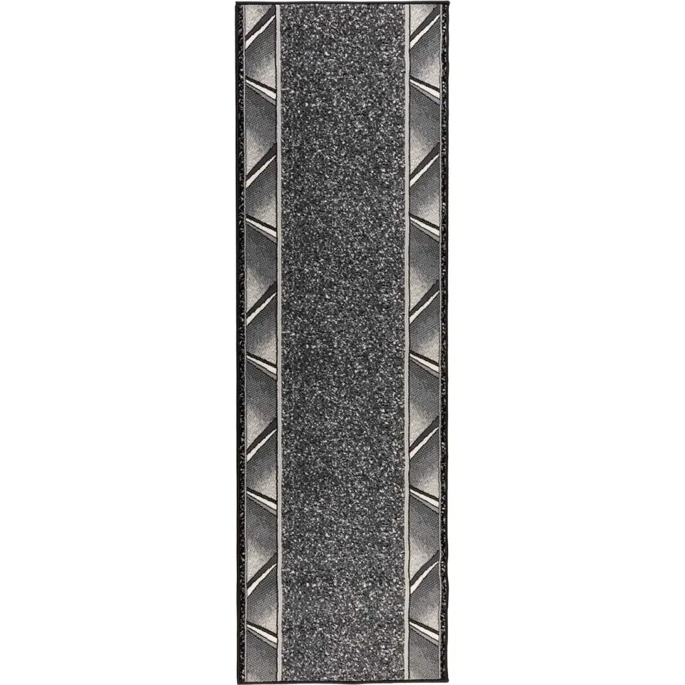 vidaXL Tapijtloper FLORNES Geweven Grijs Zigzag 67 x 250 cm PP 7 mm