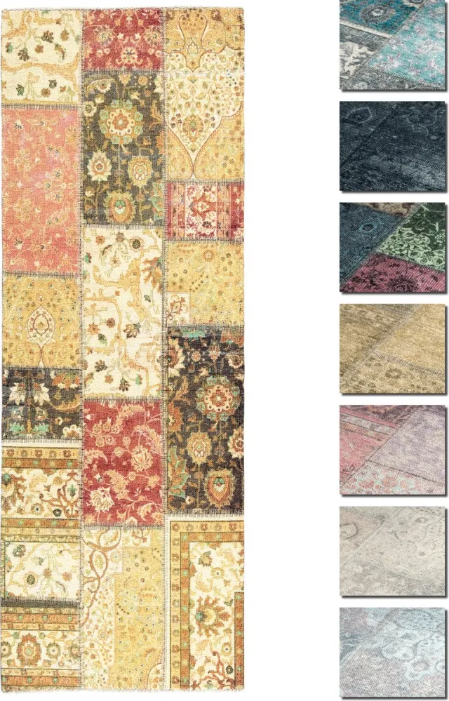 TESSO LIVING Kelim Patchwork Tapijt Woonkamer Rood 80 X 290 cm, Modern Laagpolig Vloerkleed, Superzacht, Machinewasbaar