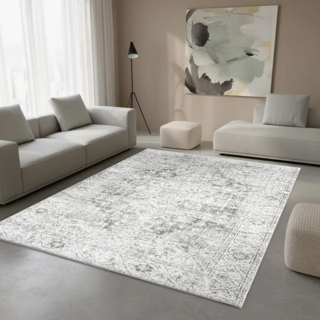 TapisTrend Oosters tapijt Grijs 200x280 cm Vintage met gepatineerd medaillon voor woonkamer, slaapkamer en eetkamer