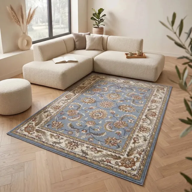 flycarpets Klassiek Mint (lichtblauw) / Creme Vloerkleed Reni - 200x280 cm - Oosters motief - Perzisch Tapijt Laagpolig - Woonkamer