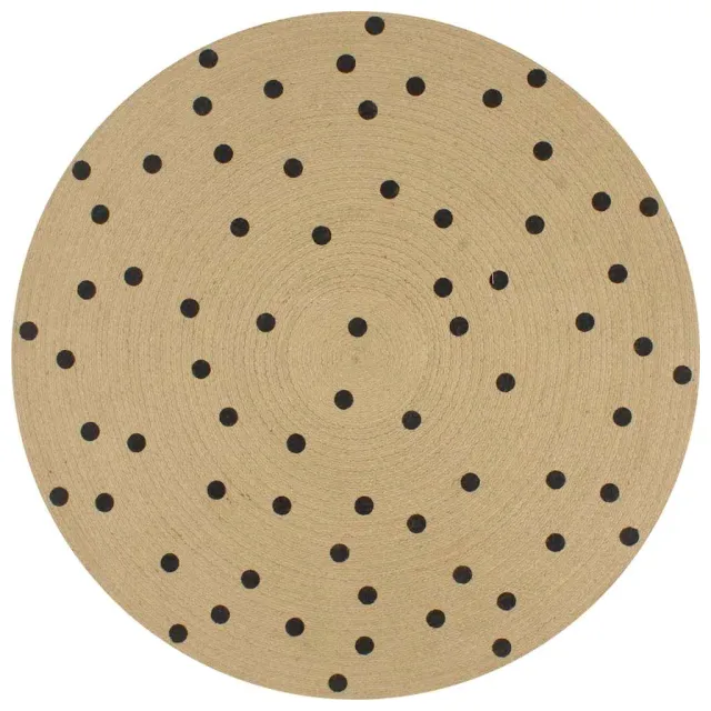 vidaXL Vloerkleed handgemaakt met print polkadot 120 cm jute Zwart