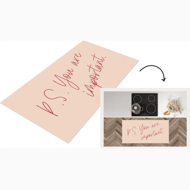 KitchenYeah Keukenloper - Loper keuken - Tekst - P.S. you are important - Quotes - 120x60 cm - Keukenloper vinyl Multicolor
