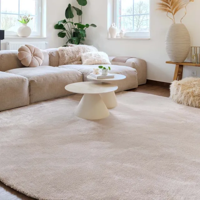 Tapeso Wasbaar vloerkleed rond - Clean Prestige beige 100