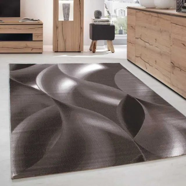 TapisTrend Designer tapijt Bruin-beige-crème 120x170 cm Modern abstract vloerkleed voor de woonkamer, optische golfschaduw, bruinbeige