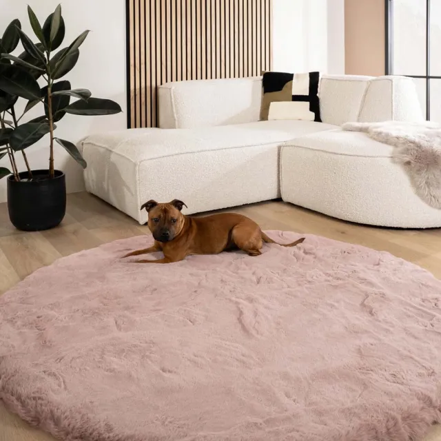 Tapeso Fluffy vloerkleed rond - Comfy Deluxe roze 230