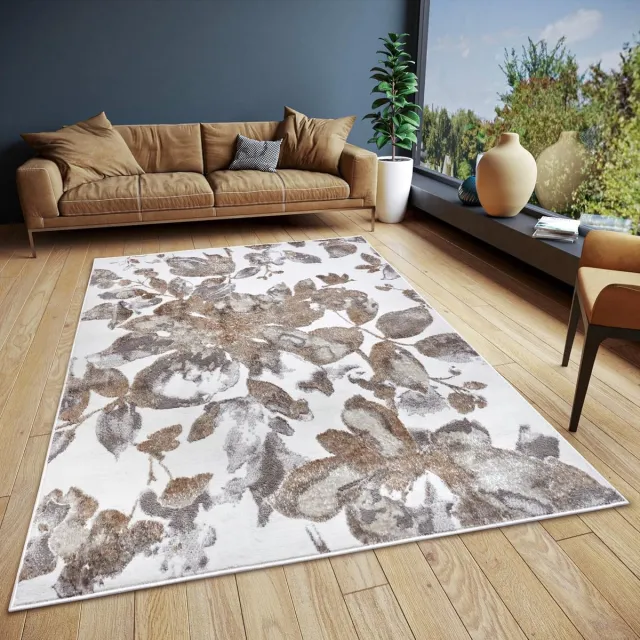 Ibenzoa Multifunctional Geometric Rug - Floral Design, 67 x 120 cm wit grijs