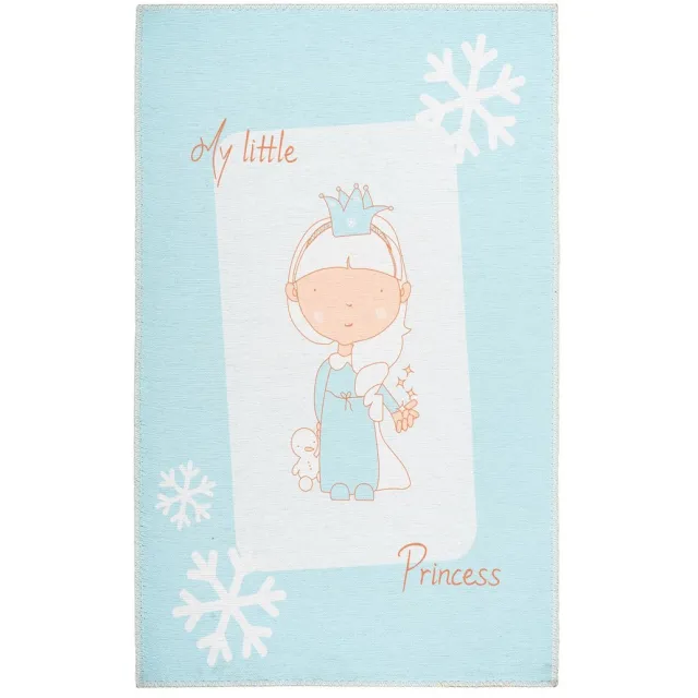 Padiro speels kindervloerkleed 120 x 180 cm - turquoise - speels kindermotief - met prinsessenmotief - voor vloerverwarming - van polyester en katoen blauw