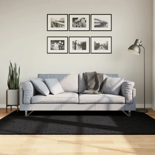 vidaXL Vloerkleed OVIEDO laagpolig 140x200 cm zwart, foto 2