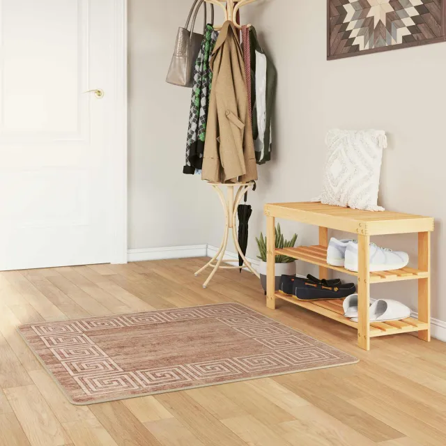 vidaXL Vloerkleedloper MARSA Beige en goud 100 x 100 cm, foto 2