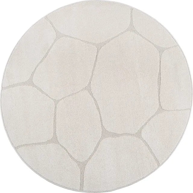 Mia´s Teppiche Mia’s Teppiche Atlas – modern vloerkleed met natuursteen-patroon, 3D structuur, zacht & onderhoudsvriendelijk, crème, Ø 160 cm rond