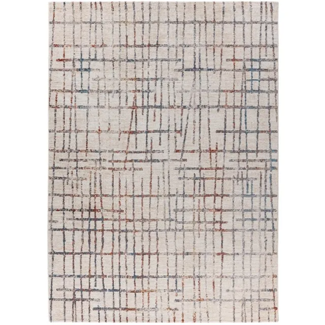 Padiro design laagpolig vloerkleed 160 x 230 cm - crème / offwhite - modern abstract ontwerp - voor vloerverwarming - van polyester en katoen beige
