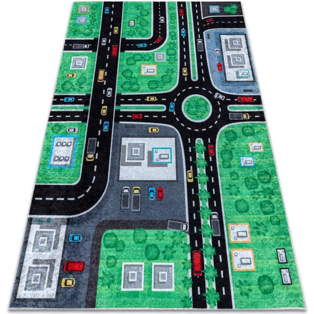 RUGSX Kleden Rugsx JUNIOR 52052.802 tapijt wasbaar Stad dieren voor 80x150 cm Groen