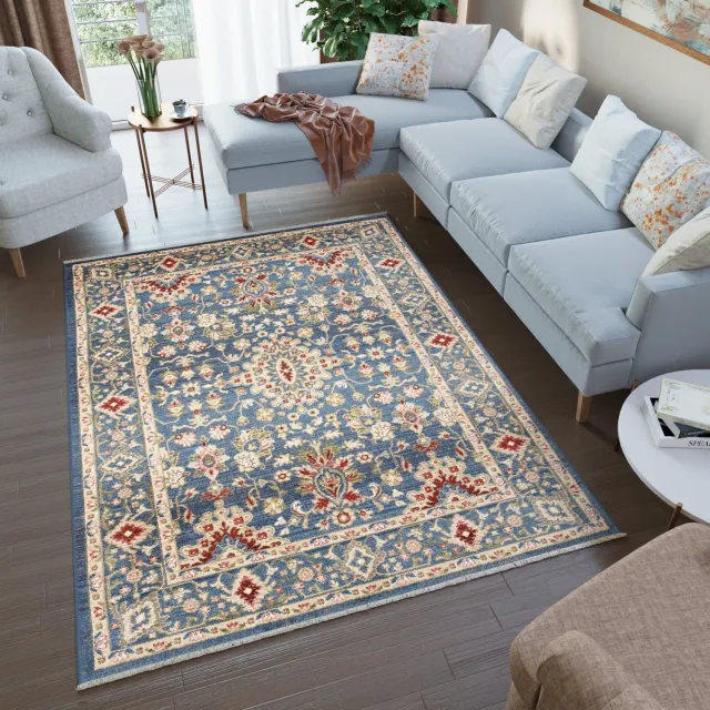 Tapiso Rivoli Vloerkleed Vintage Oosters Kleden Maat- 140x200 Blauw 2