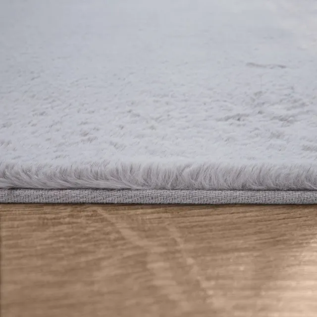 TT Home Hoogpolig tapijt slaapkamer imitatiebont pluizig konijnenbont imitatie grau Rechthoek, foto 3