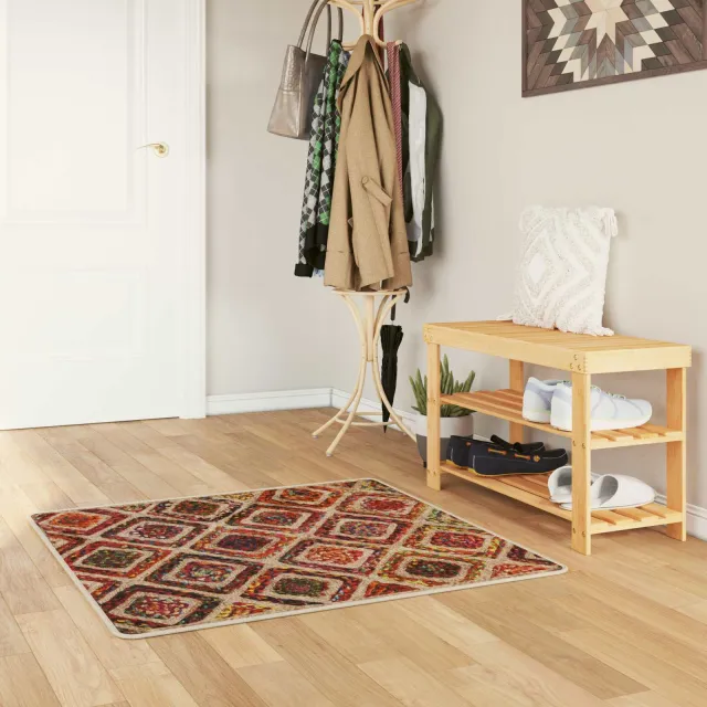 vidaXL Vloerkleedloper MARSA Meerkleurig 100 x 100 cm Polyester en PVC, foto 2