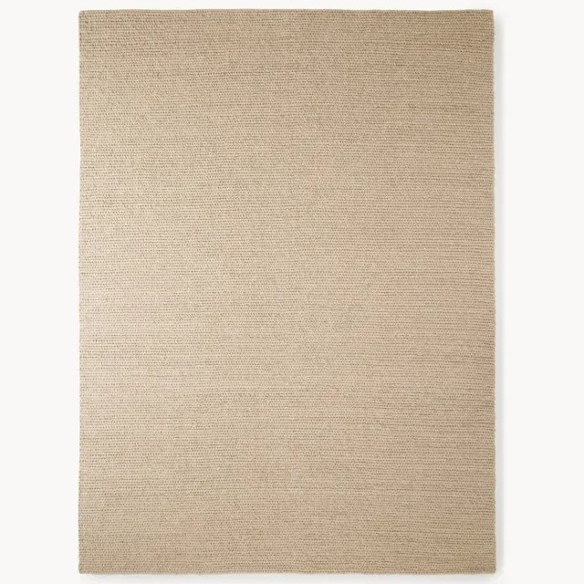 Westwing Collection Handgemaakt wollen vloerkleed Bruna met gevlochten structuur Beige