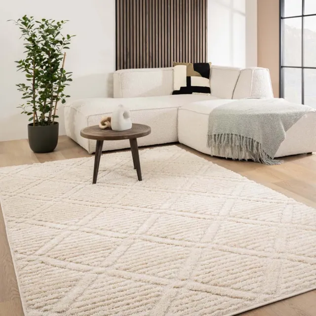 Tapeso Scandinavisch vloerkleed - Arc Gem crème 80x150