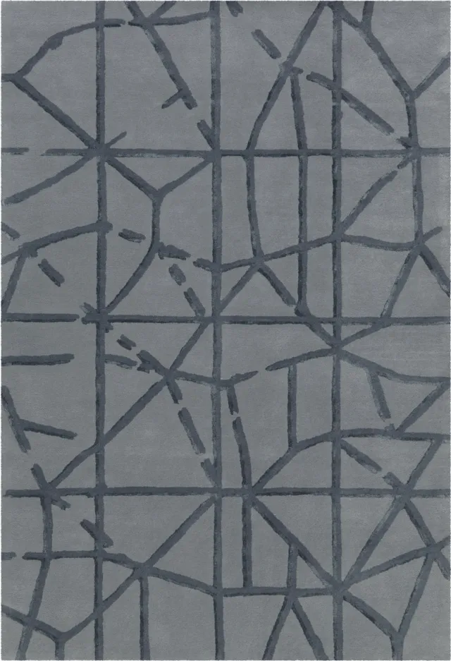 Padiro design laagpolig vloerkleed 120 x 180 cm - lichtgrijs - modern abstract ontwerp - voor vloerverwarming - van wol, viscose en katoen