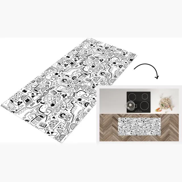 KitchenYeah Keukenloper - Loper keuken - Patronen - Dinosaurus - Telefoon - Keukenloper vinyl Multicolor