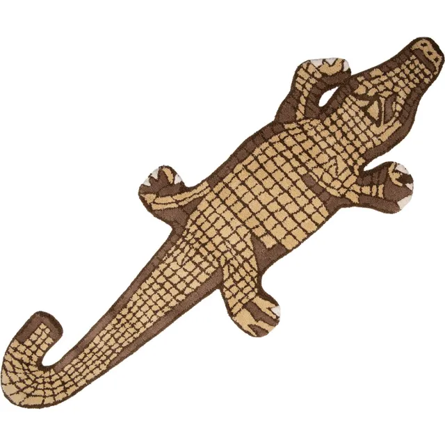 Clayre & Eef Vloerkleed Krokodil 152x54 cm Bruin Wol