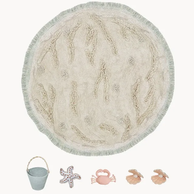 Lorena Canals Rond kindervloerkleed Island, wasbaar Beige
