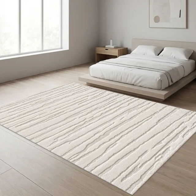 TapisTrend Designer tapijt Crème 200x290 cm Modern vloerkleed met onregelmatig horizontaal reliëf en natuursteeneffect voor woonkamer en slaapkamer Beige