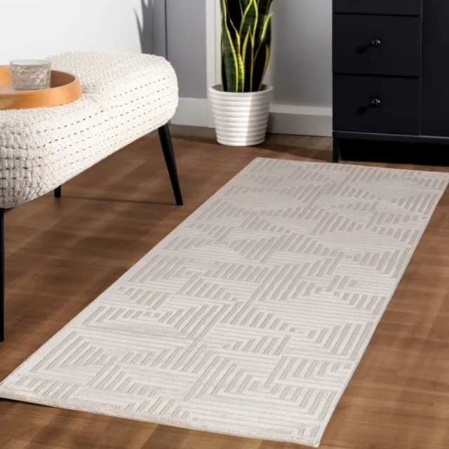 TapisTrend Designer tapijt Geld 140x200 cm Binnenkleed met geometrisch patroon, zilverkleurig, voor de woonkamer, modern design, natuurlijke uitstraling