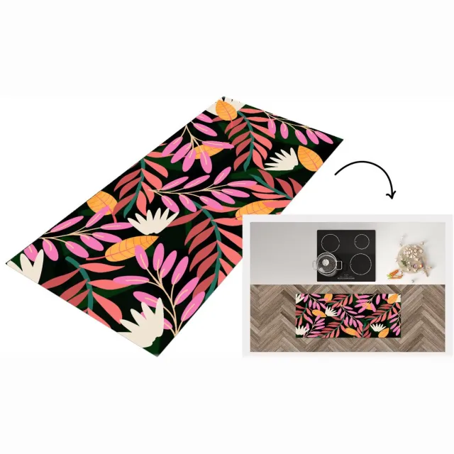 KitchenYeah Keukenloper - Loper keuken - Tropisch - Bloemen - Patronen - 120x50 cm - Keukenloper vinyl Multicolor