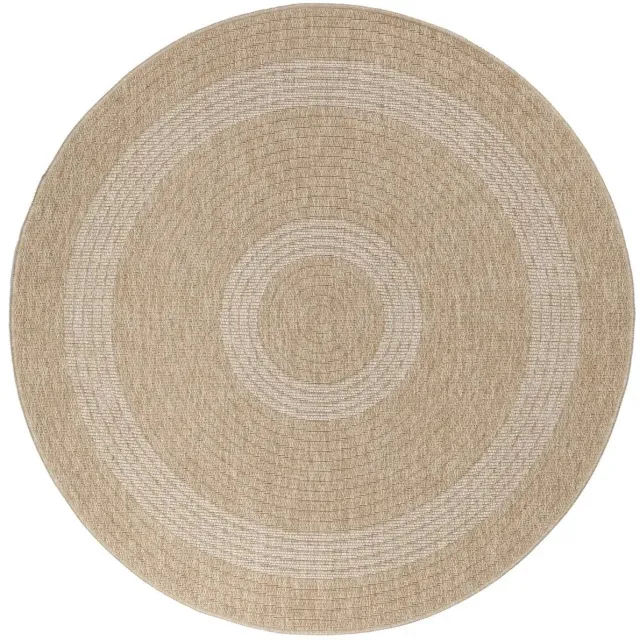 Dutch XXL Rond Buitenkleed | Comilla | Ringen | Beige | Buitentapijt | Tuintapijt