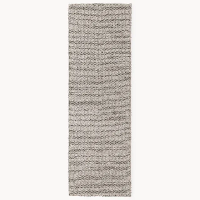 Westwing Collection Handgemaakte wollen loper Bruna met gevlochten structuur Taupe