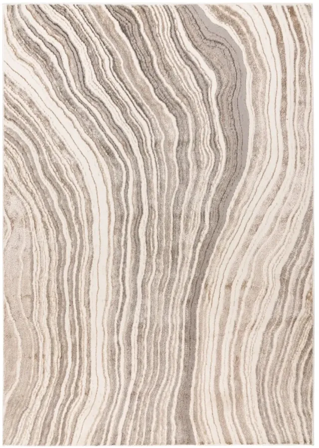 Dutch XXL Laagpolig Vloerkleed | Tapijt | Sedef | Golven | Zilver/Beige Zilver / Beige